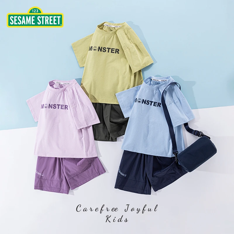 【主播推荐】芝麻街夏季新款儿童凉感T恤包包套装ZMXA086