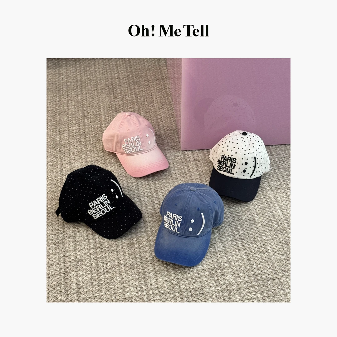Oh！Me Tell【TMV同款】笑脸波点星星字母刺绣休闲百搭棒球帽鸭舌帽