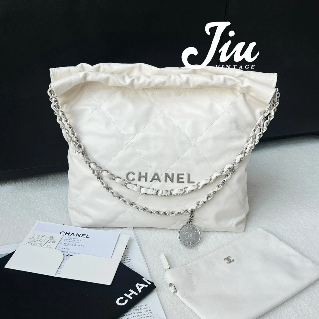 99新 Chanel/香奈儿 22bag 小号白色银字22年芯片 CG14-0101