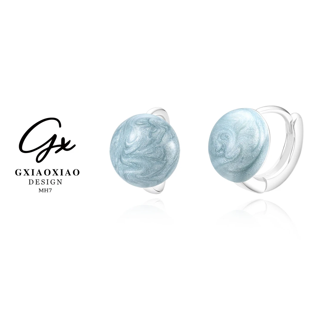 铜合金珐琅耳饰 GXX 【冰蓝精灵】高级感气质蓝色糖果色耳环 MH7