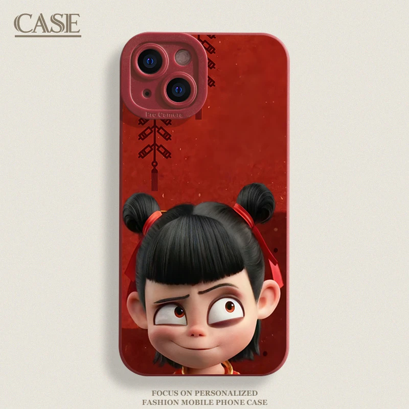 小哪吒表情适用iPhone16ProMax手机壳15苹果14软13瞳影12磨砂11xs