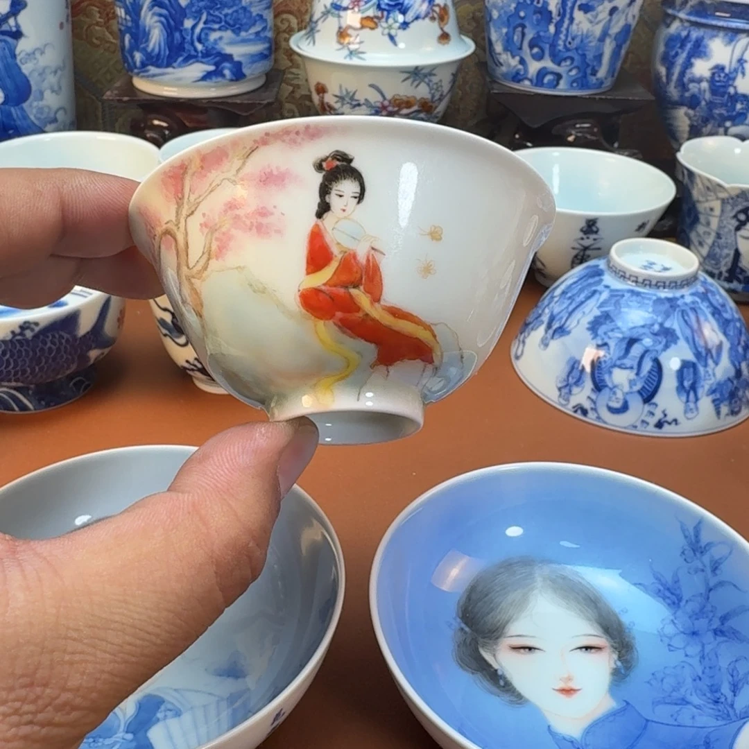 亚***日杯子陶景德镇全手工手绘陶瓷