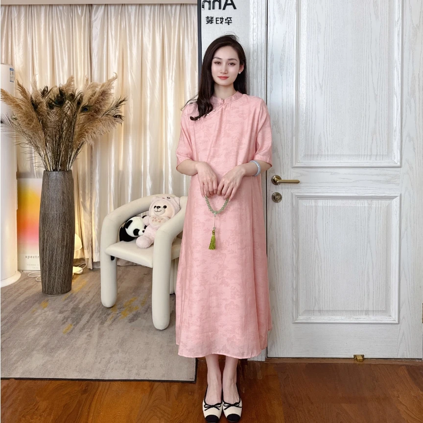 Ann&Tens【玫瑰露】2025夏款国风新中式改良旗袍气质风孕妇连衣裙