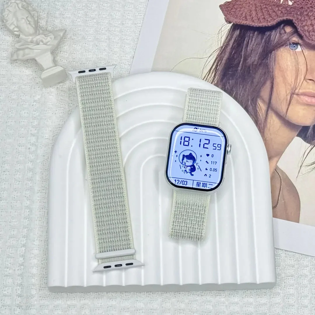 适用苹果s11手表表带iwatch109876魔术贴回环ultra3尼龙SE3表带