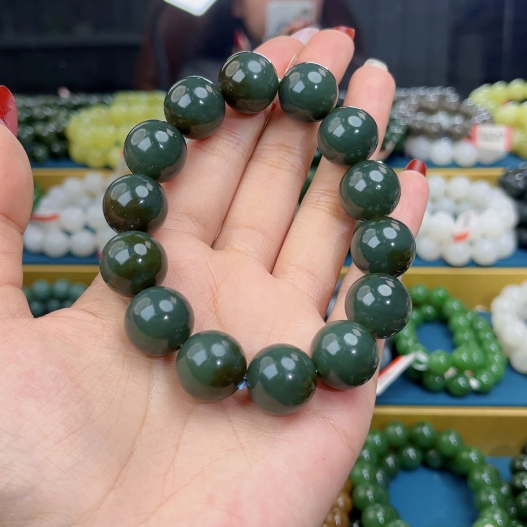 杨***强和田玉未镶嵌手链天然和田玉新疆且末蓝带糖手串16