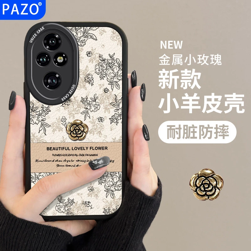 适用荣耀200手机壳潮牌honor200pro华为ins网红高颜值女生山茶花
