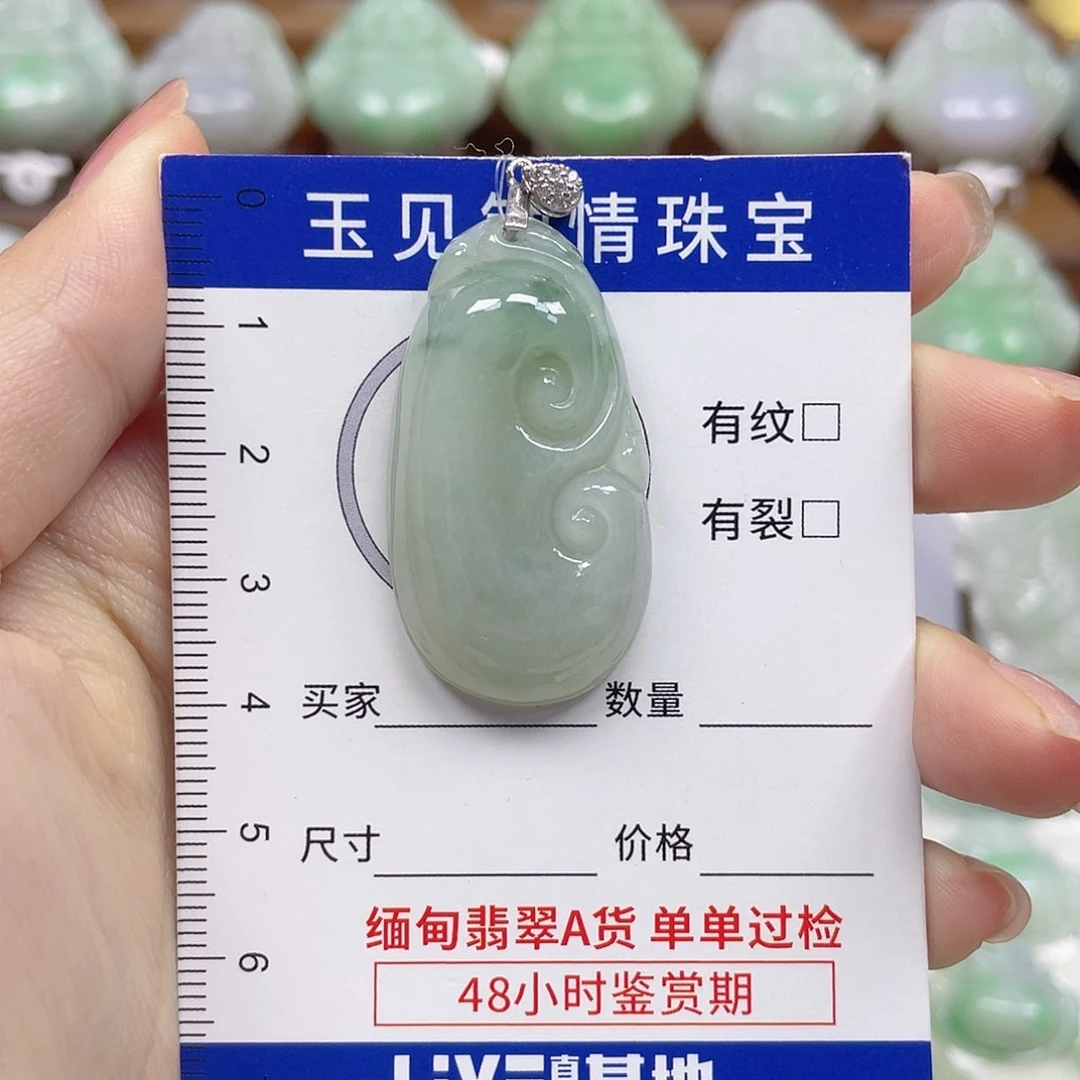 翡翠银S925镶嵌颈饰如意