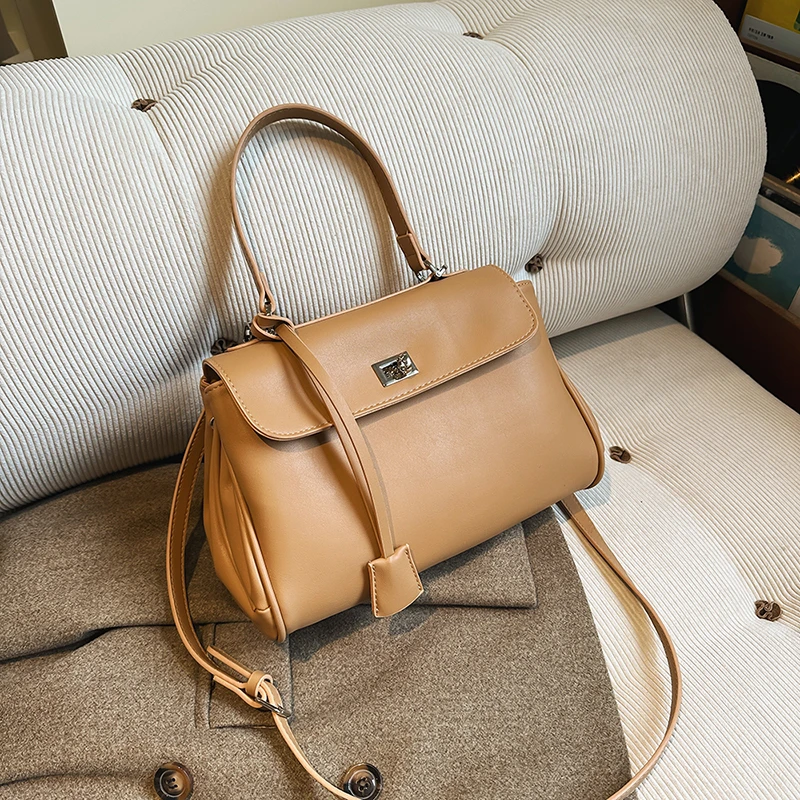 【汀岸集】柔软牛皮通勤凯莉包女包慵懒风气质手提单肩斜挎托特包