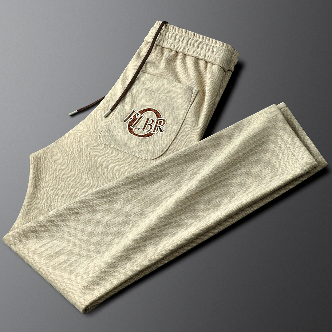 洛尼提日亚毛呢运动裤男秋冬季保暖男士休闲小直筒卫裤男百搭长裤