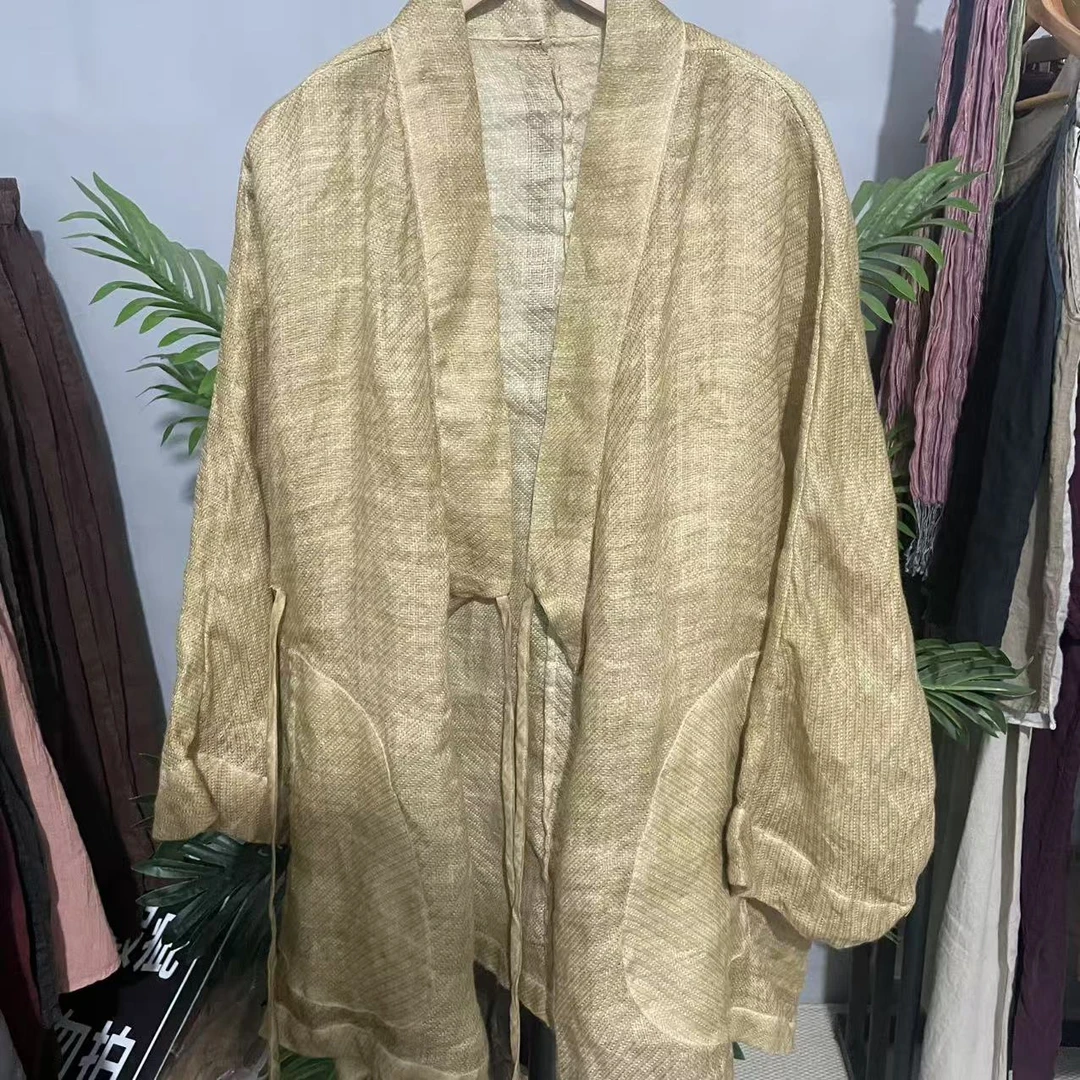 MX697中式交领薄款防晒外披纯色简约春夏麻料衬衫小开衫