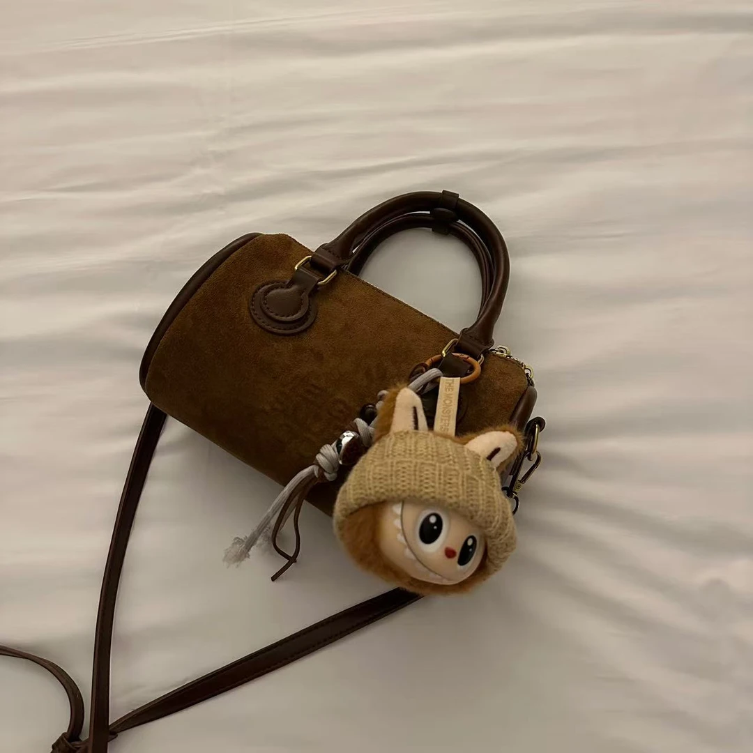 韩版秋冬新款复古绒面百搭单肩斜挎小包包枕头包波士顿手提女包潮