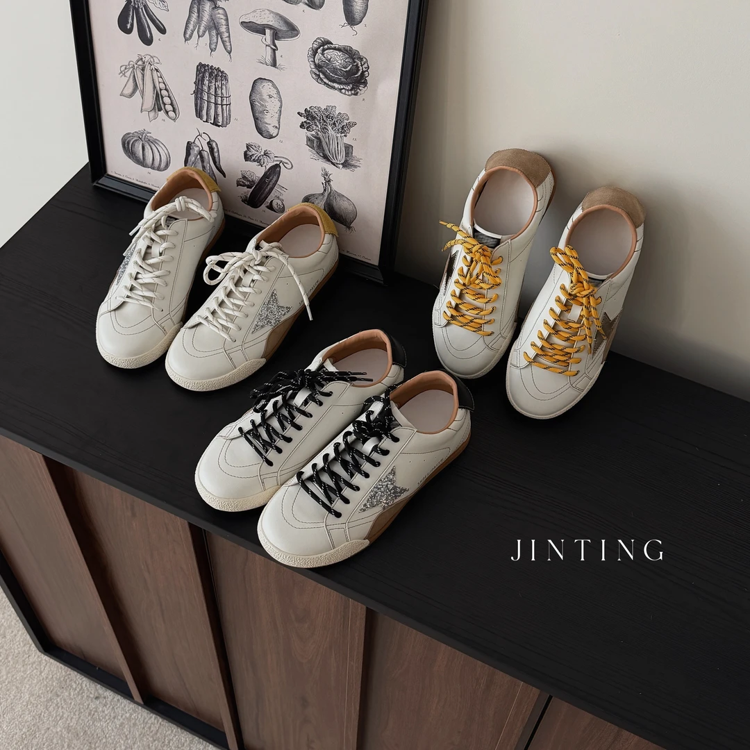 秋季韩系时尚休闲百搭设计感小众星星通勤平底德训鞋女-HT257697