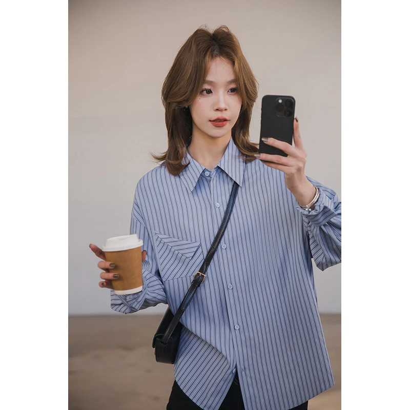 小谷粒 海风衬衫 显瘦休闲衬衣女2025春季新款肌理感宽松百搭上衣