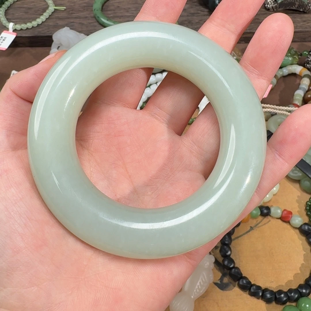 和田玉手镯未镶嵌且末大胖圆54➕