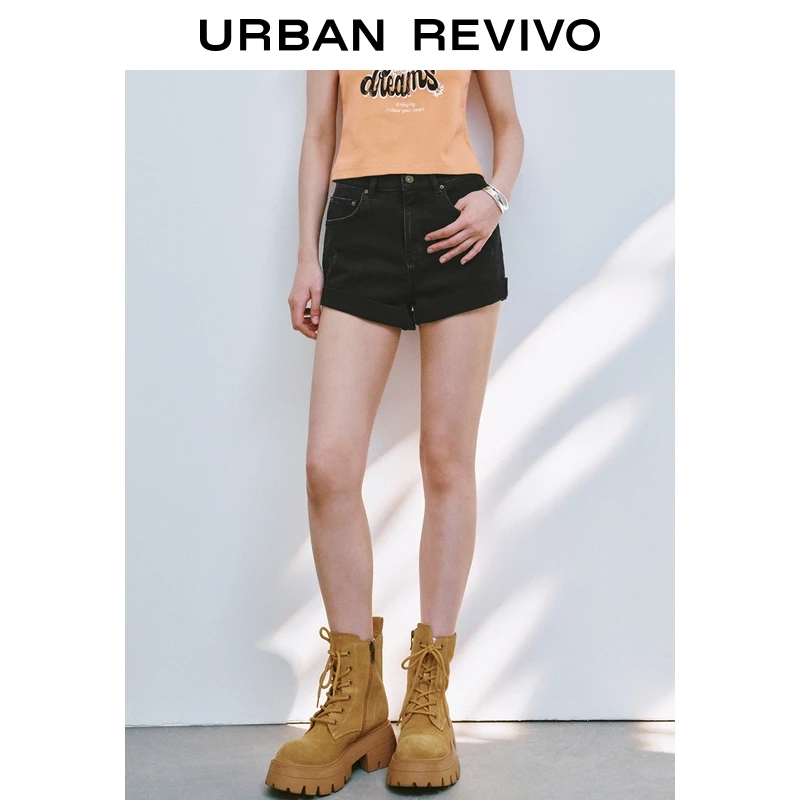 UR2025夏季新款女装时尚复古休闲破洞百搭牛仔短裤UYY850155