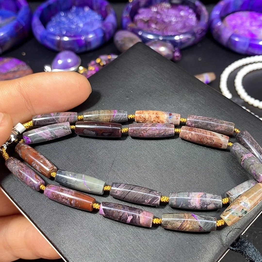 苏纪石（舒俱来）未镶嵌南非舒俱来泥地樱花天珠项链