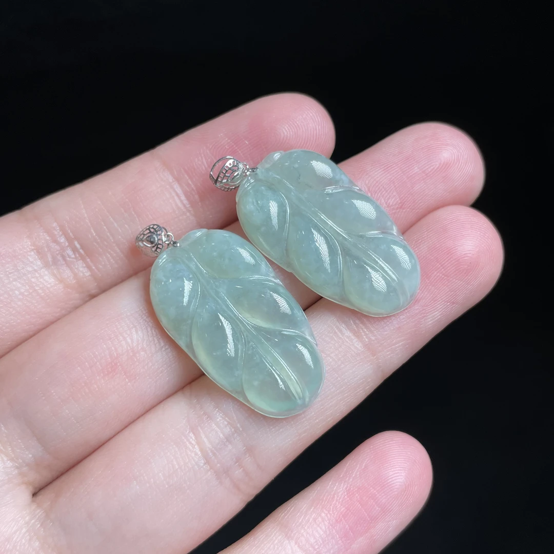 【玉总珠宝】18k金翡翠叶子吊坠高级感饰品多样性发一CAN1050363