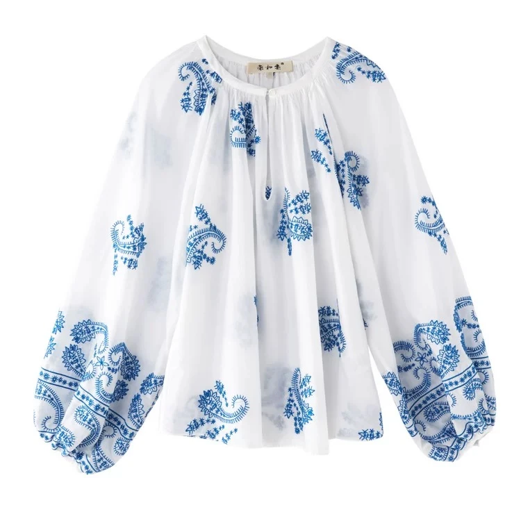 【向姐】常规款休闲风夏季纽扣气质圆领衬衫253052