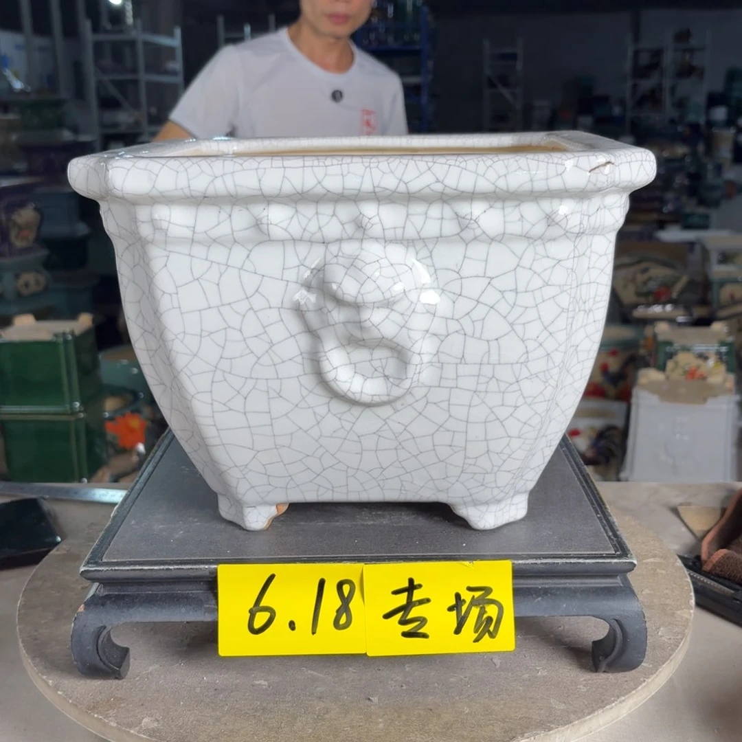 一风堂石湾花盆 内24*19釉裂微瑕