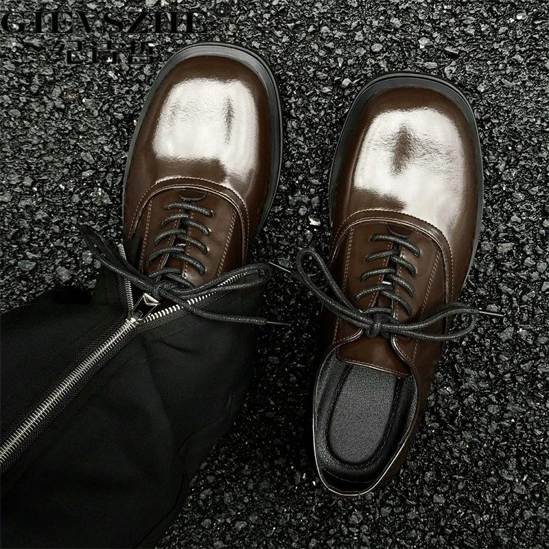 纪诗哲男士皮鞋商务正装方头德比鞋休闲英伦增高男士复古德比皮鞋