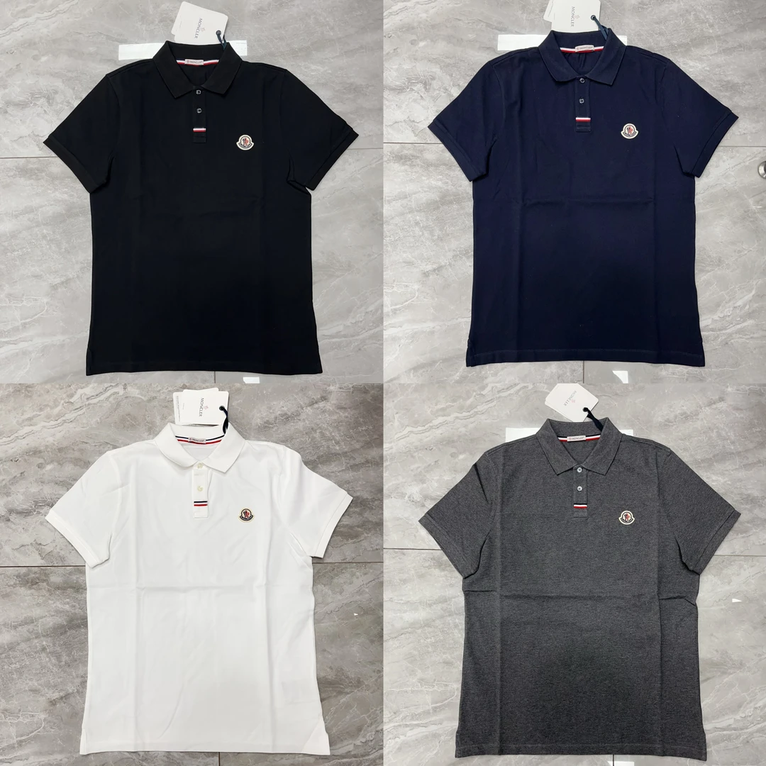未使用 MONCLER 盟可睐蒙口男款彩条开襟短袖polo衫 半袖