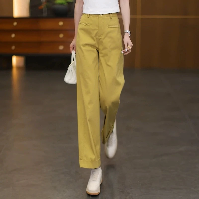 阔腿裤女夏季薄款2025新款高腰垂感西装裤显瘦宽松窄版九分直筒裤