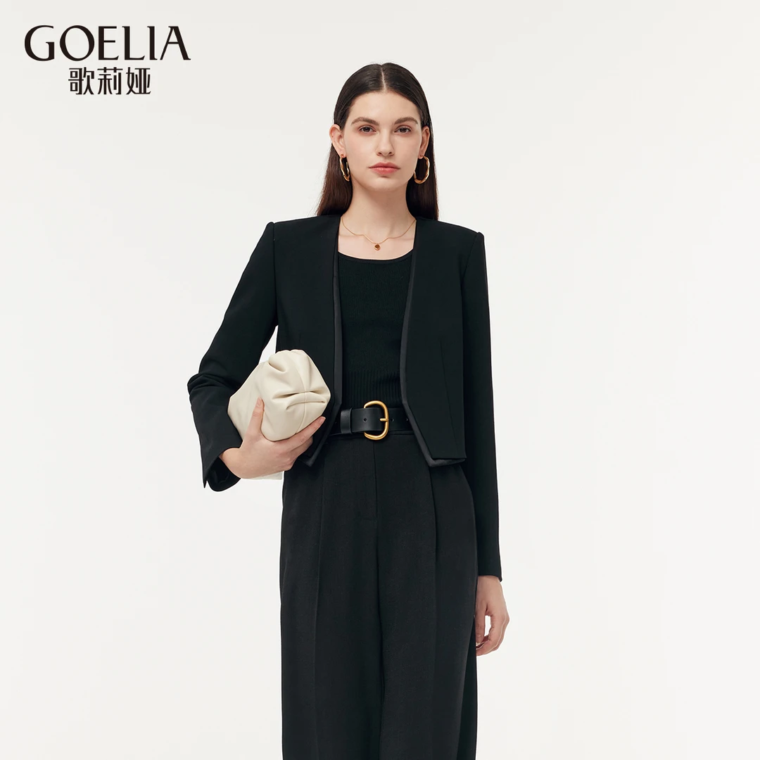 【福利款】歌莉娅双层羊毛西装长袖黑色通勤1E1L6M250
