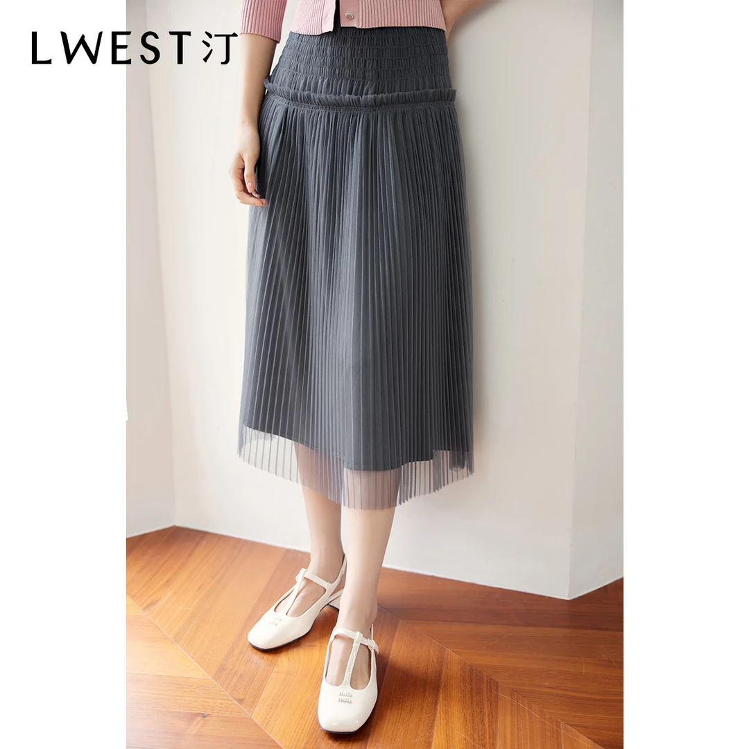 【粉丝专属】朗文斯汀高腰百褶气质网纱半身裙LDYQ33303036