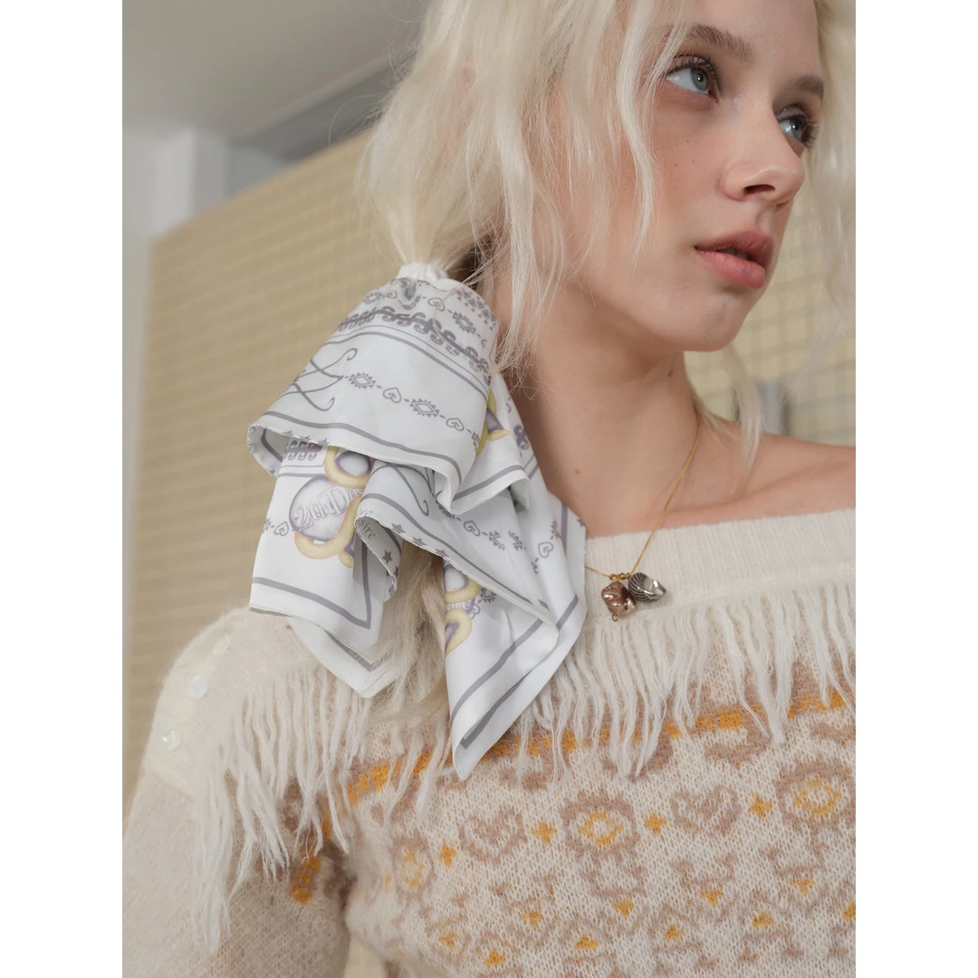 「不理理推荐」2th复古原创蛇年费尔岛印花图案方巾式发带发圈