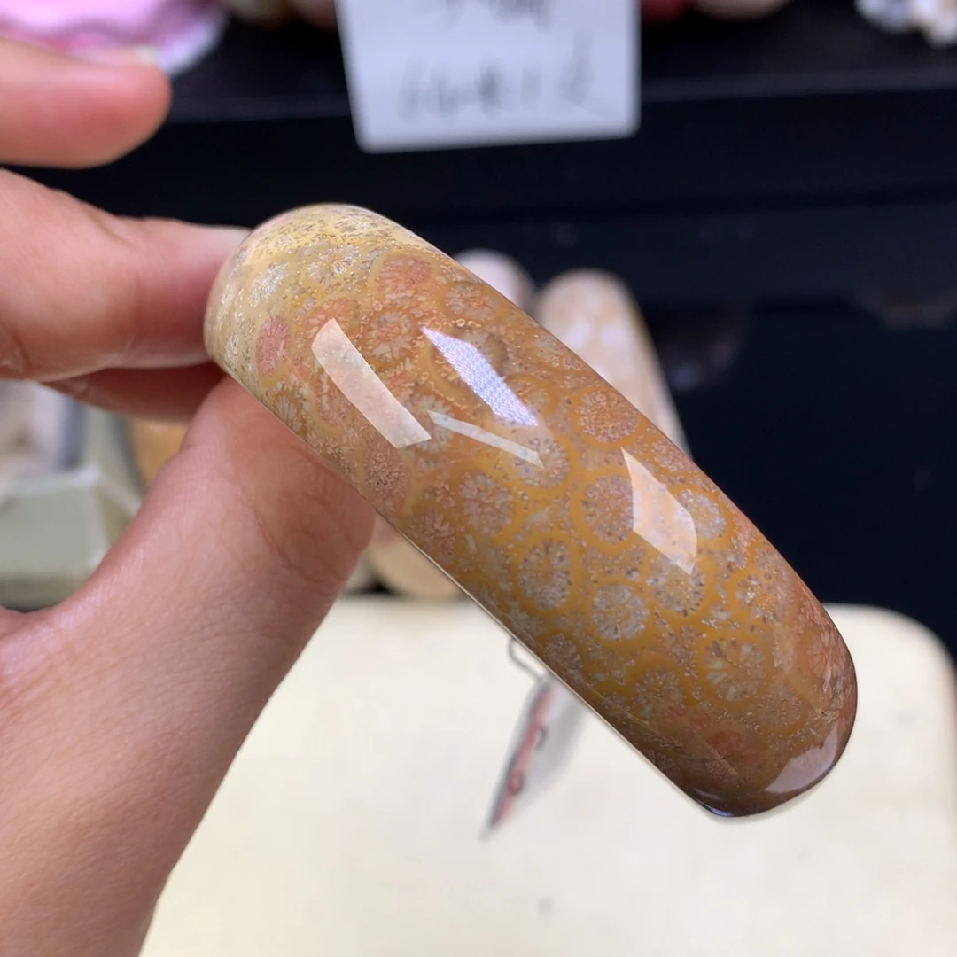 硅化珊瑚（珊瑚玉）未镶嵌吊坠(赠链)五折手镯54.8圈（6号）