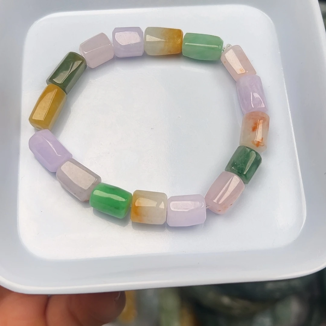 翡翠未镶嵌手链糖果色珠串
