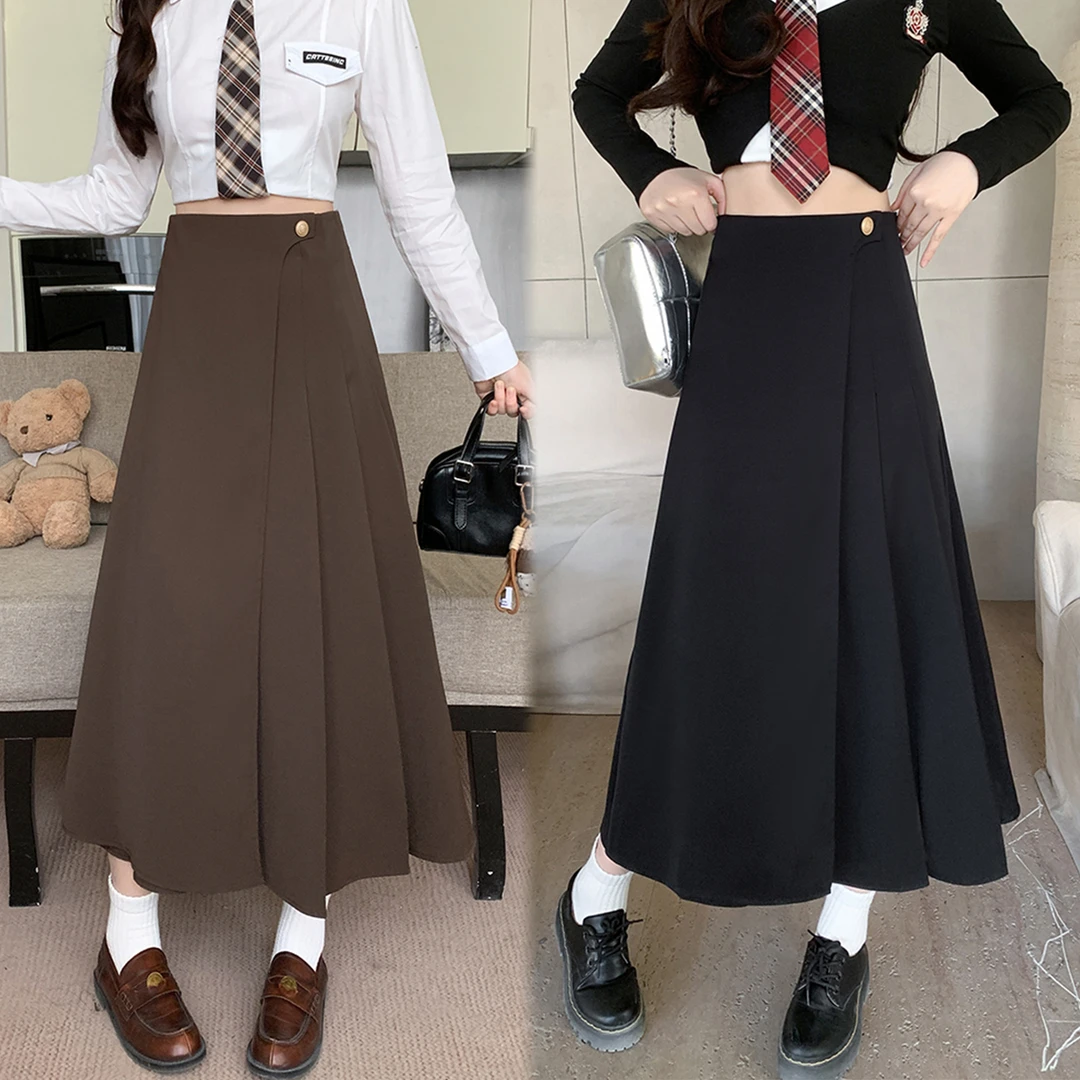 清长2025春装胖mm大码高腰显瘦半身百褶裙梨形身材a字裙子63772