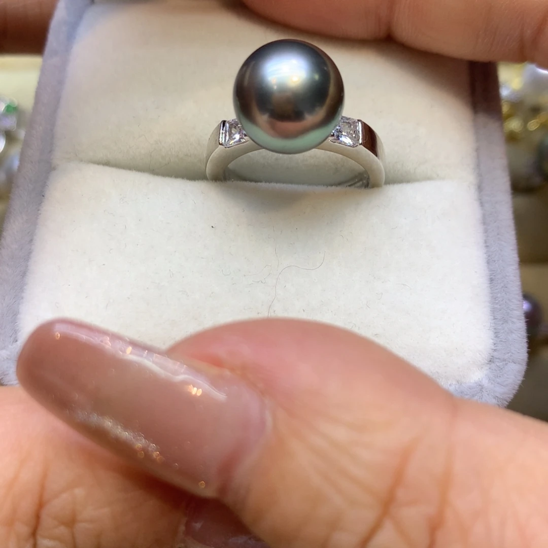 银S925镶嵌戒指海水珍珠