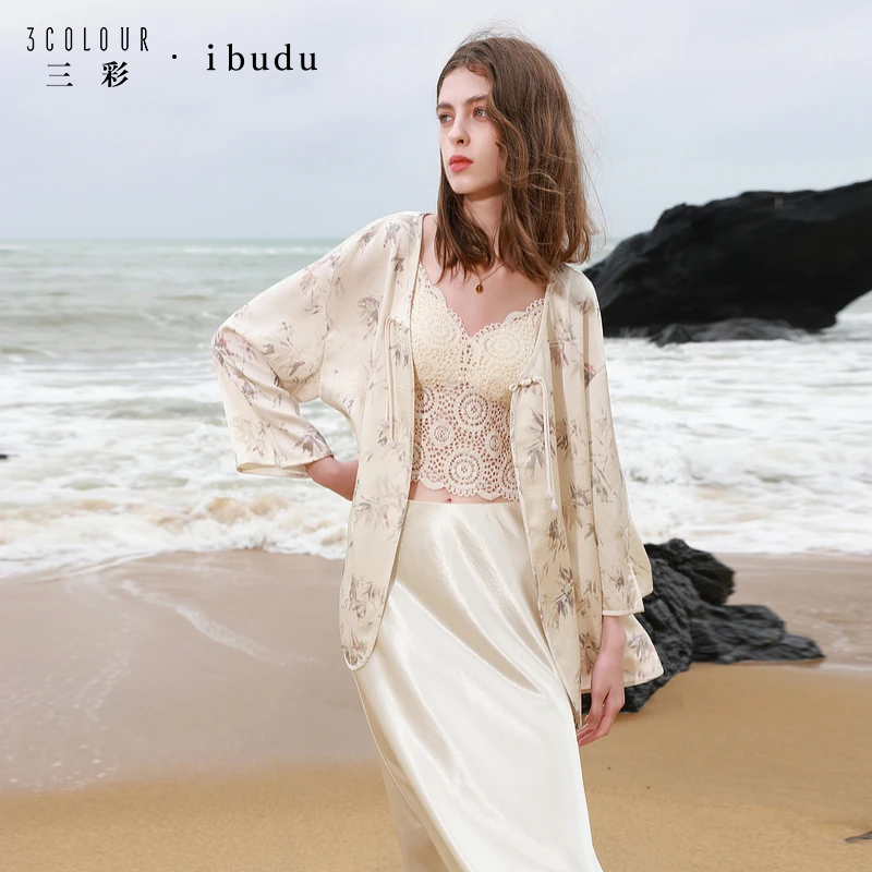 【品牌福利】三彩ibudu2025夏季新款新中式宽松中长盘扣外套开dbq