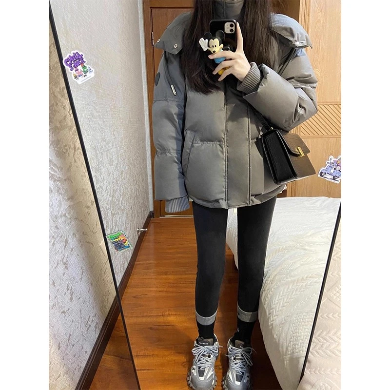灰色爆款棉服棉衣女新款冬季2025超好看小众保暖小个子连帽厚外套