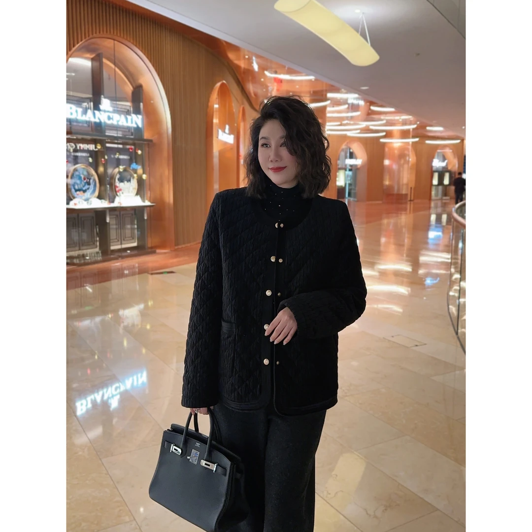 微胖女装【醉清风】丝绒麦穗香风棉服外套秋冬保暖棉衣冬款20571