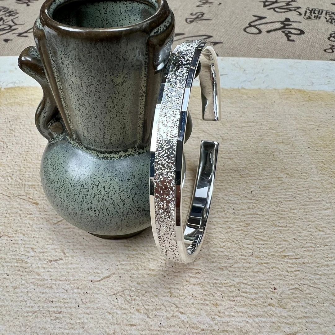 足银手镯 精美开口满天星手镯时尚 简约大气百搭
