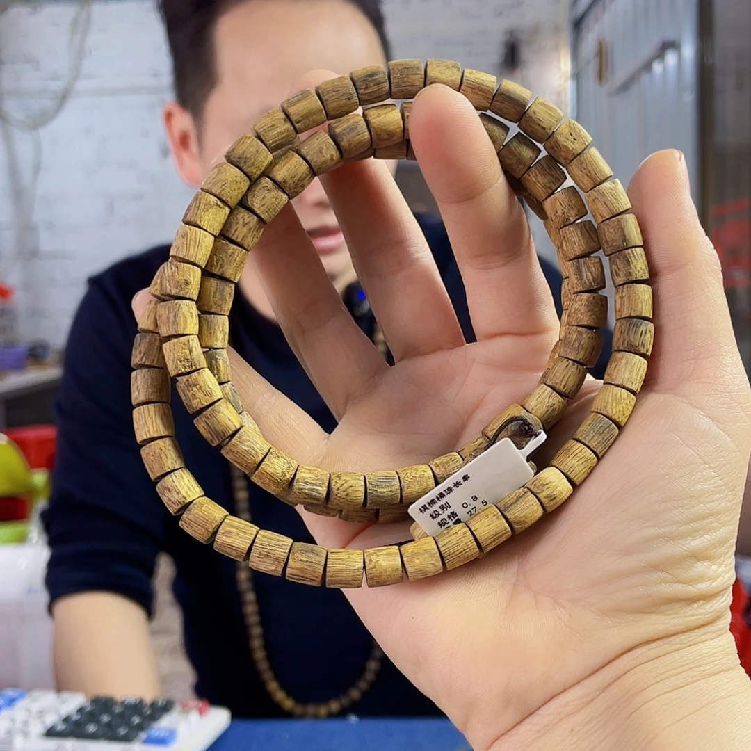 沉香手串棋楠乌身桶珠长串0.8/27克多样性发一