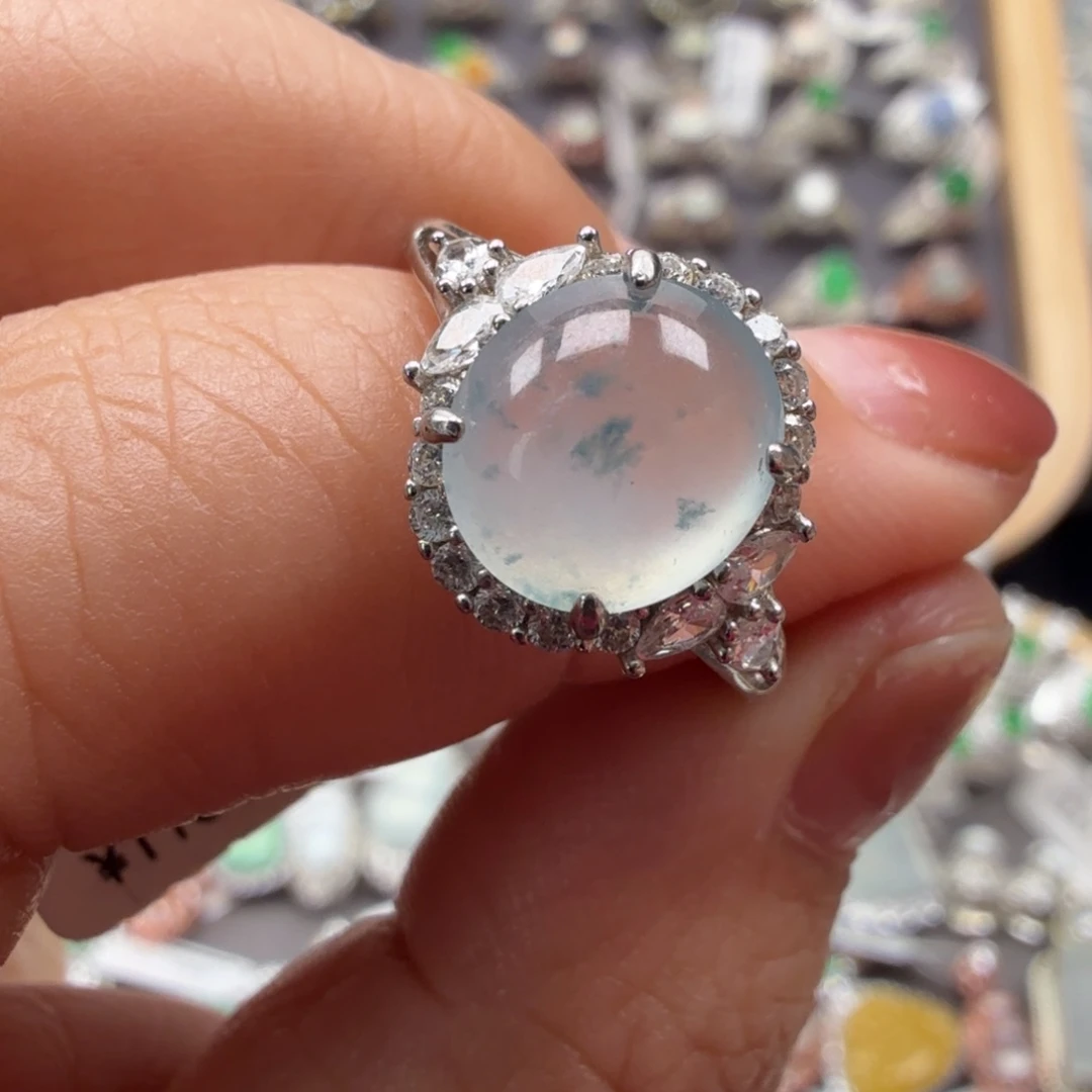 翡翠银S925镶嵌戒指8083