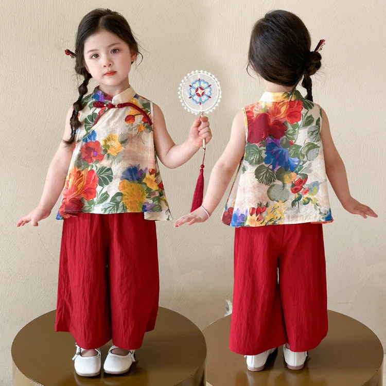 女童国风新中式套装夏季2025新款儿童汉服小童超好看夏装漂亮衣服