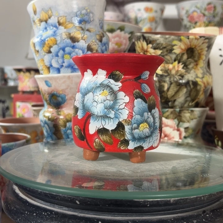 景德镇手绘花盆满38包邮偏远地区除外