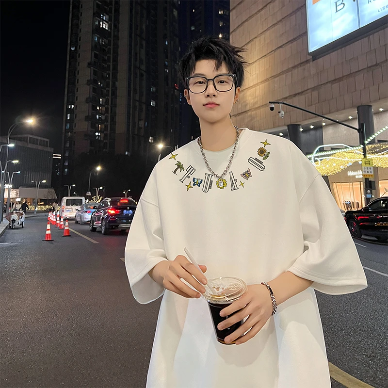 短袖t恤男夏季新款美式磅高级感上衣服cleanfit痞帅潮流宽松体恤