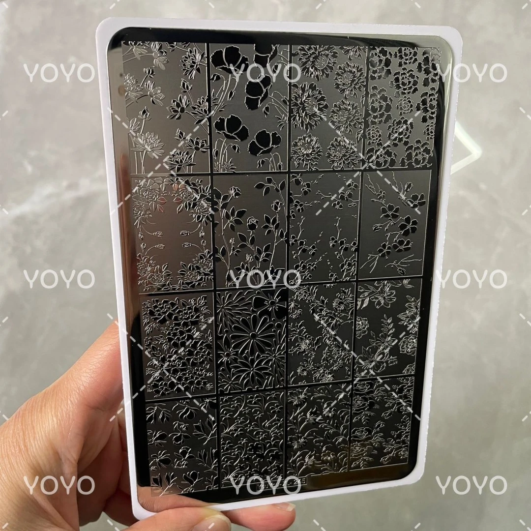 新款钢板XL245螺钿花花图案精细唯美模具印花油转印工具美甲图案