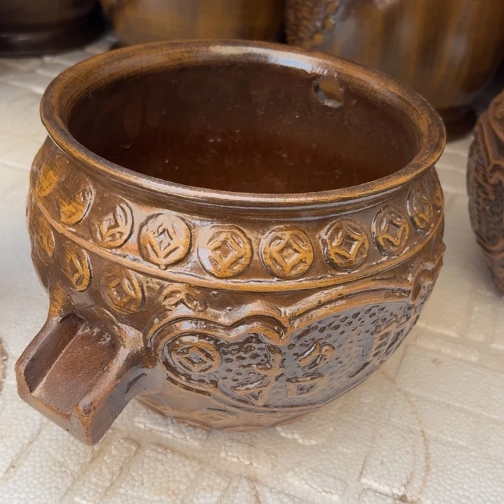 紫砂花盆口径20/16微瑕流水