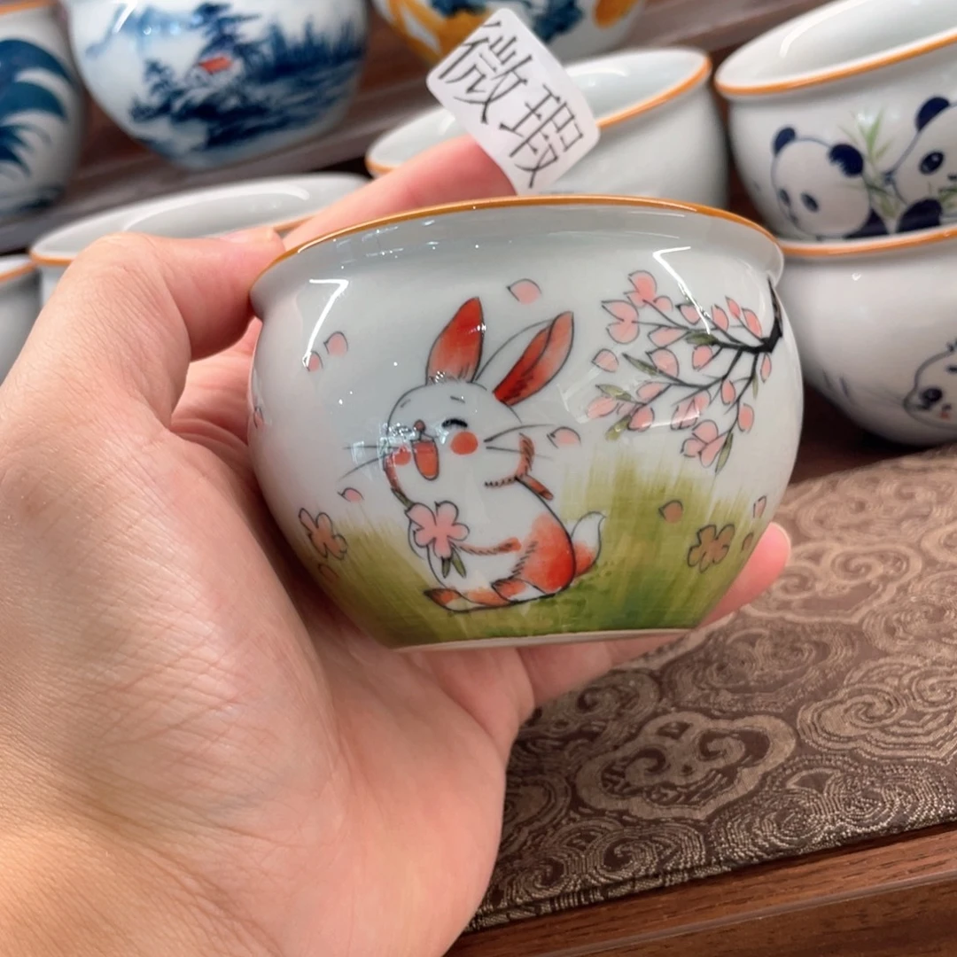 釉下手绘茶具微瑕