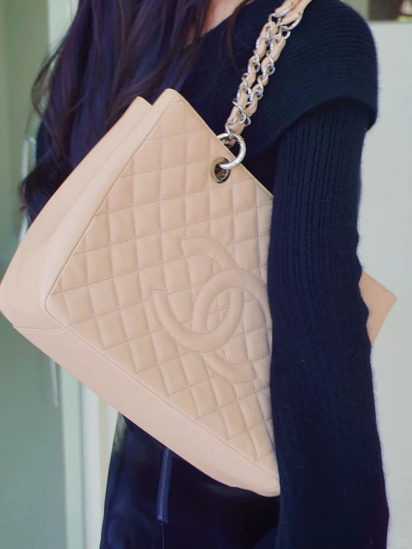 99新 Chanel/香奈儿  gst粉色银扣荔枝纹/99新/优选