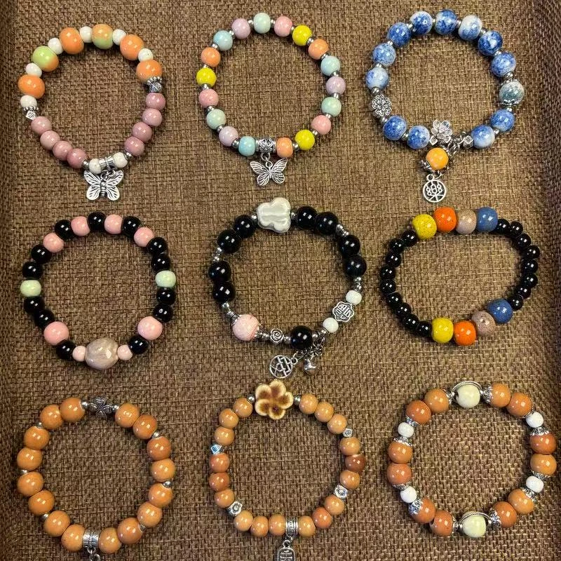 合金陶瓷手链 景德镇陶瓷手串男女新中式简约百搭饰品小众饰品