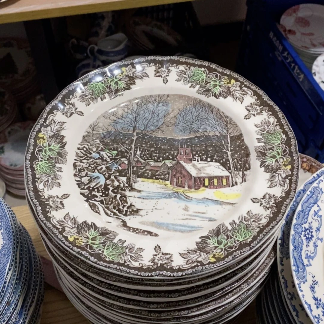 瓷微瑕下雪天十寸平盘