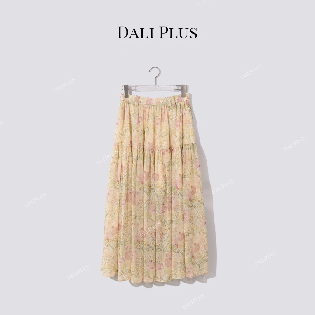 DALI PLUS“郁金花海裙”度假碎花裙艺术感休闲半身裙-D5MM2245