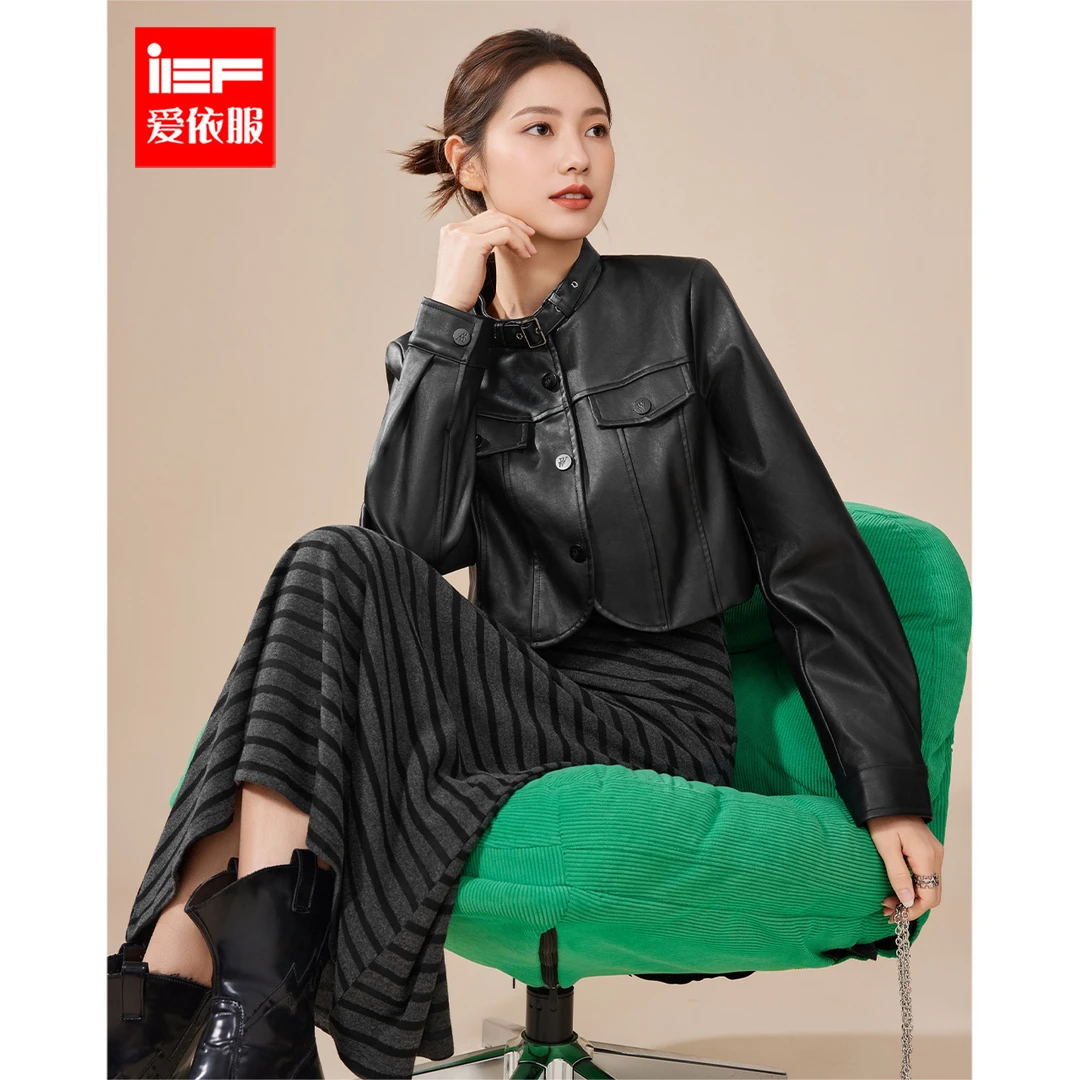 IEF/爱依服2025新款秋季亮面皮里外套裙